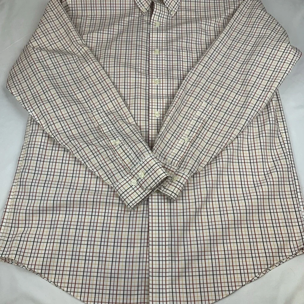 Brooks Brothers Men's Med Long Sleeve Checked Dress Shirt Cotton Non Iron‎